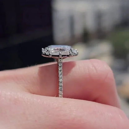 3.00 TCW Radiant Lab Grown Diamond Engagement Ring | Rose Gold Halo Cathedral Ring | IGI Certified 