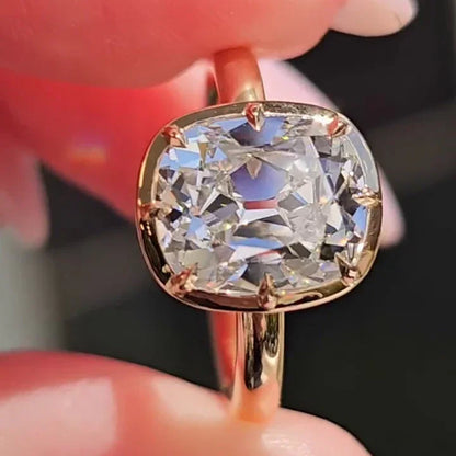3.00ct Cushion Lab Grown Diamond Engagement Ring | Bezel Setting | IGI Certified 