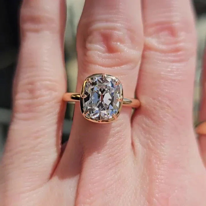 3.00ct Cushion Lab Grown Diamond Engagement Ring | Bezel Setting | IGI Certified 