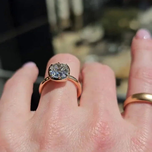 3.00ct Cushion Lab Grown Diamond Engagement Ring | Bezel Setting | IGI Certified 