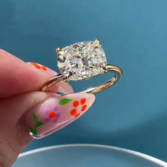 3.00ct Elongated Cushion Lab Grown Diamond Engagement Ring | East West Setting | IGI Certified 