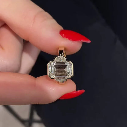 Emerald cut 3.00ct lab grown diamond bezel ring, east-west setting, IGI certified engagement ring, bridal jewelry, elegant wedding ring for women