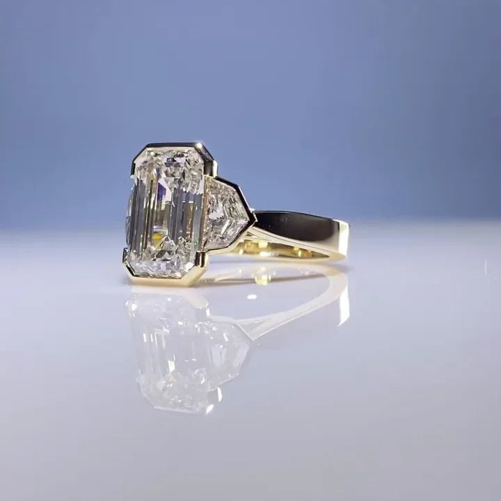 Luxury 3.00ct emerald lab grown diamond engagement ring, east-west bezel design, IGI certified, bridal jewelry, anniversary wedding gift ring
