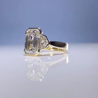 Luxury 3.00ct emerald lab grown diamond engagement ring, east-west bezel design, IGI certified, bridal jewelry, anniversary wedding gift ring
