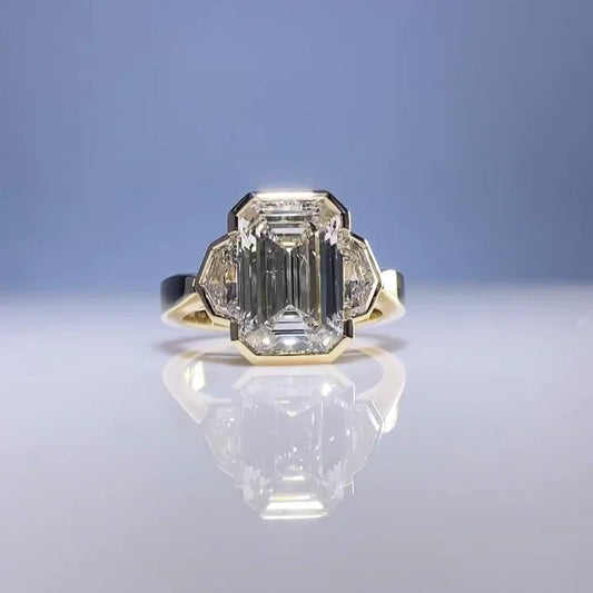 3.00ct Emerald Lab Grown Diamond Engagement Ring | East-West Bezel Setting | IGI Certified 