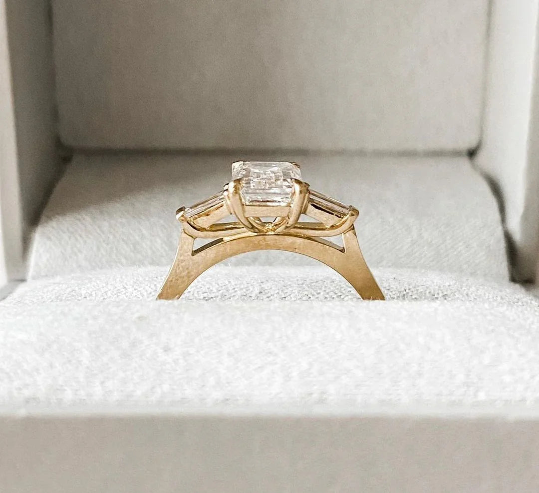 Emerald cut 3.00ct lab grown diamond engagement ring, IGI certified wedding ring, bridal jewelry, modern marriage ring, luxury promise ring design