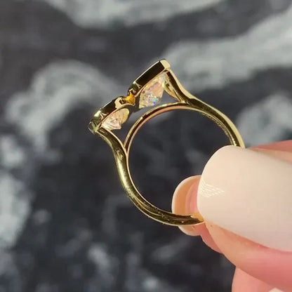 3.00 TCW Emerald Pear Toi Et Moi Lab Grown Diamond Ring Bezel Setting IGI Certified 14K/18K Gold Engagement & Wedding Ring Bridal Jewelry Ring
