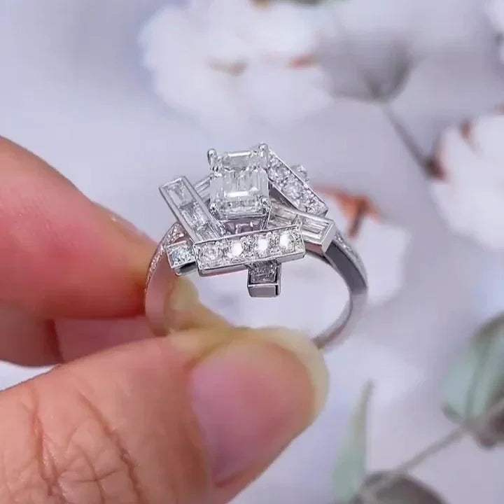 3.00 TCW Emerald Lab Grown Diamond Engagement Ring Halo Channel Pavé Setting IGI Certified 14K/18K Gold Luxury Bridal Wedding Jewelry Ring