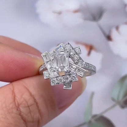 3.00TCW Emerald Lab Grown Diamond Engagement Ring | Halo Channel Pavé Setting | IGI Certified 