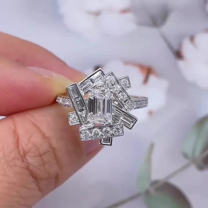 3.00TCW Emerald Lab Grown Diamond Engagement Ring | Halo Channel Pavé Setting | IGI Certified 