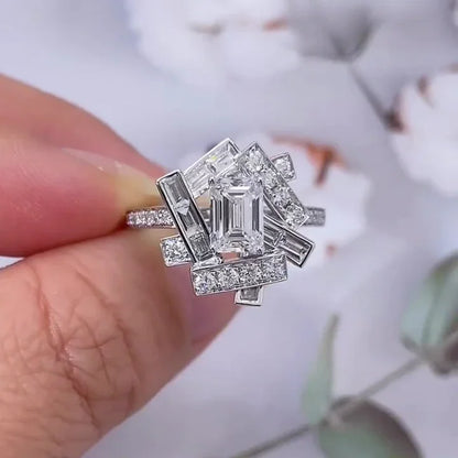 3.00 TCW Emerald Lab Grown Diamond Engagement Ring, Halo Channel Pavé Setting, IGI Certified, 14K/18K Gold Bridal Wedding Ring Luxury Jewelry