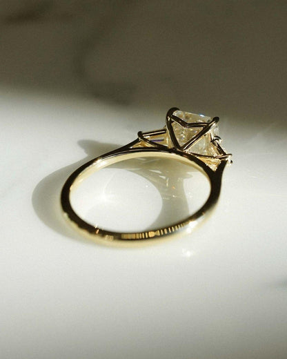 3.09 TCW Asscher Lab Grown Diamond Engagement Ring | Baguette Accent Solitaire Design | IGI Certified 