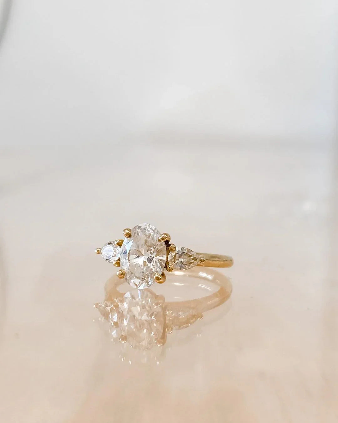 3.0ct Brilliant Oval Stone With Two Pear Shoulder Stones Lab grown Diamond Ring Classic Minimalist Engagement Ring, Wedding Ring, Marriage Gift for Her/Women 