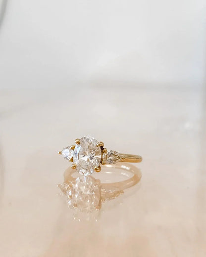 3.0ct Brilliant Oval Stone With Two Pear Shoulder Stones Lab grown Diamond Ring Classic Minimalist Engagement Ring, Wedding Ring, Marriage Gift for Her/Women 