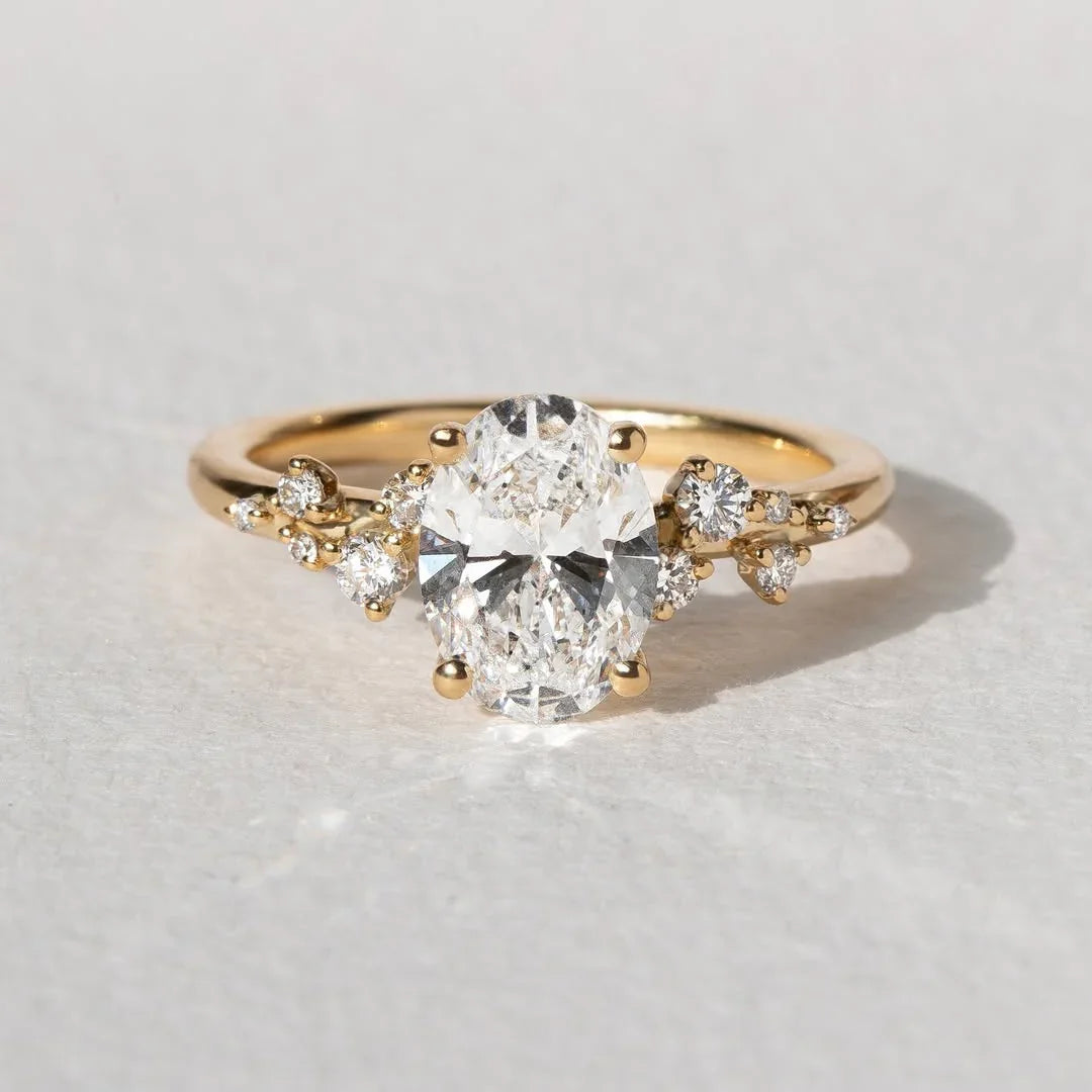 3.0ct oval cut lab grown diamond ring tiny stone drifting band engagement ring wedding ring promise gift for women bridal jewelry minimalist design
