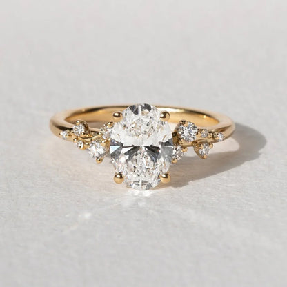 3.0ct oval cut lab grown diamond ring tiny stone drifting band engagement ring wedding ring promise gift for women bridal jewelry minimalist design