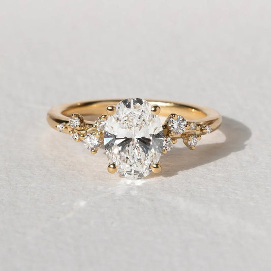3.0ct oval cut lab grown diamond ring tiny stone drifting band engagement ring wedding ring promise gift for women bridal jewelry minimalist design