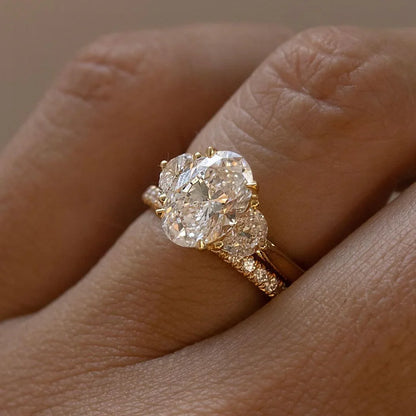 3.0ct Oval Cut Three Stone Lab Grown Diamond Ring Luxurious Engagement Ring and Wedding ring, Anniversary Gift For Women 