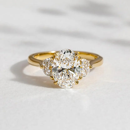 3.0ct oval cut three stone lab grown diamond ring engagement ring wedding ring anniversary gift for women luxury bridal jewelry elegant design