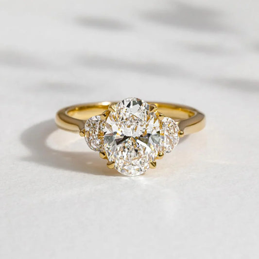 3.0ct oval cut three stone lab grown diamond ring engagement ring wedding ring anniversary gift for women luxury bridal jewelry elegant design