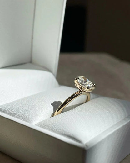 3.0ct oval cut lab grown diamond solitaire engagement ring gold band IGI certified wedding ring bridal jewelry luxury minimalist design ring