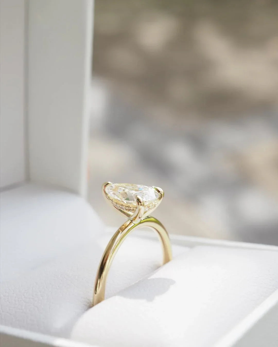 Pear shaped lab created diamond solitaire ring, IGI certified engagement ring, elegant bridal jewelry, anniversary gift for her
