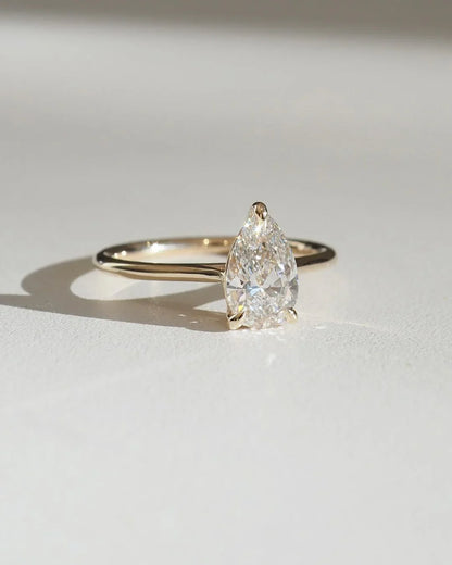 3.00 CT pear lab grown diamond engagement ring, classic solitaire ring, IGI certified diamond, bridal ring, white gold ring, luxury jewelry gift