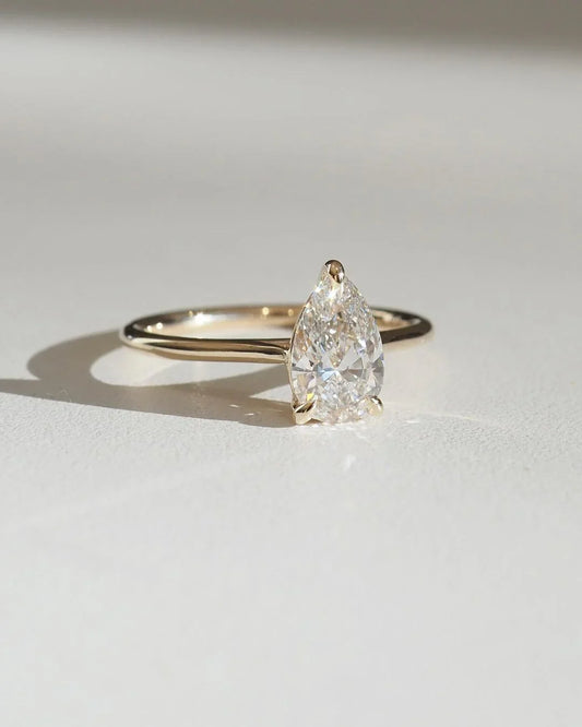 3.00 CT pear lab grown diamond engagement ring, classic solitaire ring, IGI certified diamond, bridal ring, white gold ring, luxury jewelry gift