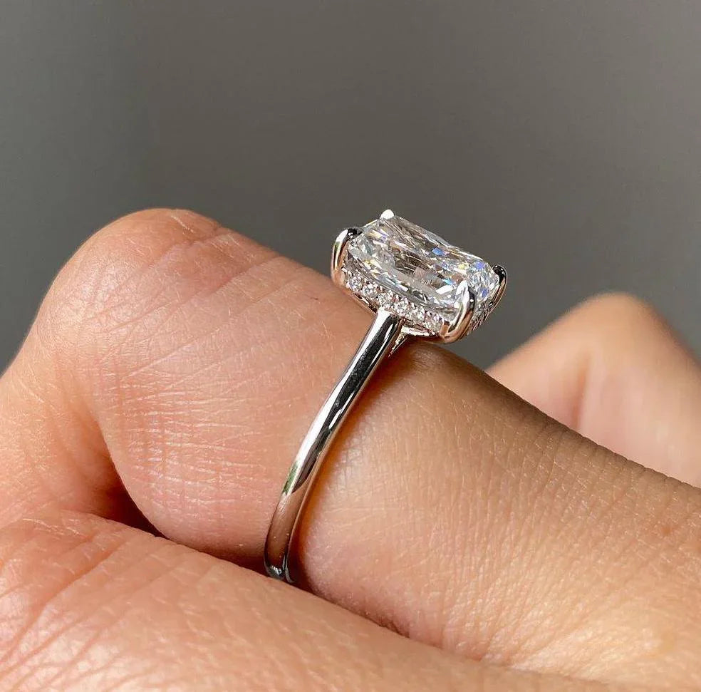 3.10 tcw radiant lab grown diamond engagement ring hidden halo IGI certified bridal wedding ring luxury jewelry elegant modern design for women