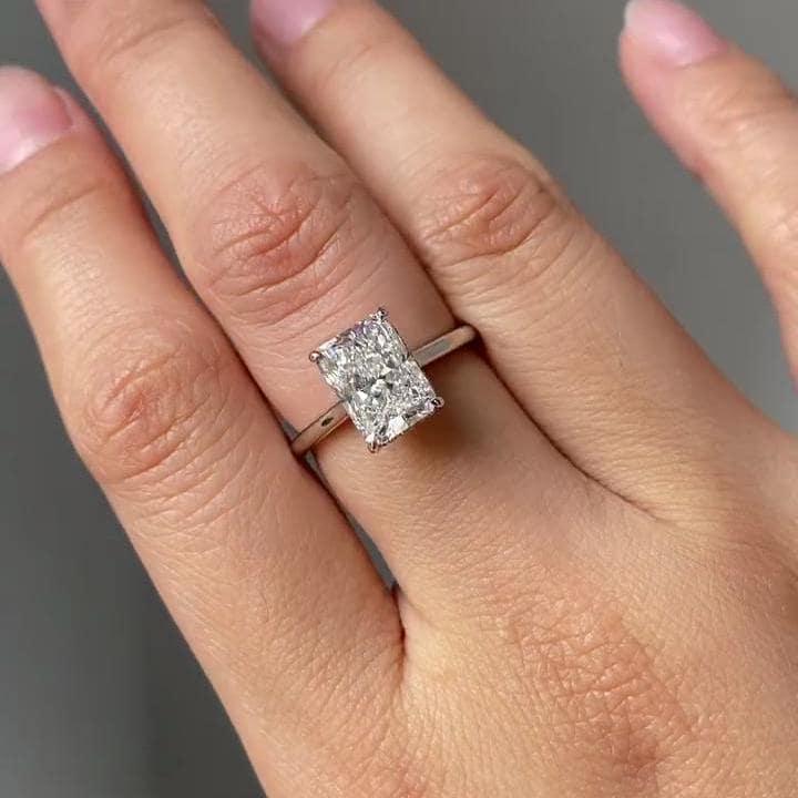 3.10 TCW Radiant Lab Grown Diamond Engagement Ring | Hidden Halo Ring | IGI Certified 