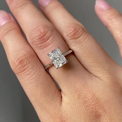3.10 TCW Radiant Lab Grown Diamond Engagement Ring | Hidden Halo Ring | IGI Certified 