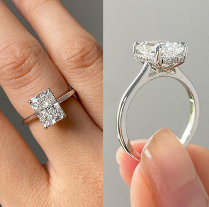 3.10 tcw radiant lab grown diamond engagement ring hidden halo IGI certified bridal jewelry wedding ring luxury gift for her women elegant design