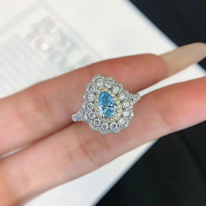 3.20 tcw fancy pear lab grown diamond engagement ring cathedral triple halo IGI certified bridal jewelry wedding ring luxury gift for her women