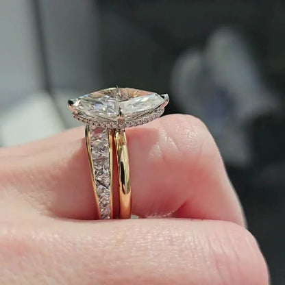 3.20 TCW Marquise Lab Grown Diamond Engagement Ring | Hidden Halo Design | IGI Certified 