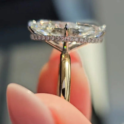 3.20 TCW Marquise Lab Grown Diamond Engagement Ring | Hidden Halo Design | IGI Certified 