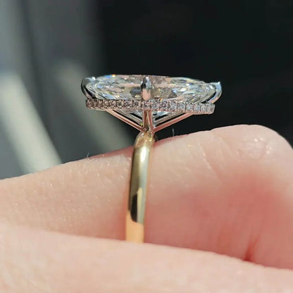 3.20 TCW Marquise Lab Grown Diamond Engagement Ring | Hidden Halo Design | IGI Certified 