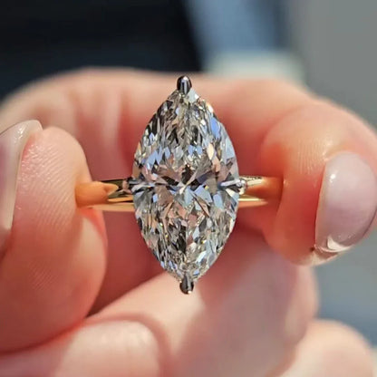 3.00 CT marquise lab grown diamond engagement ring hidden halo IGI certified bridal jewelry wedding ring luxury gift for her women elegant