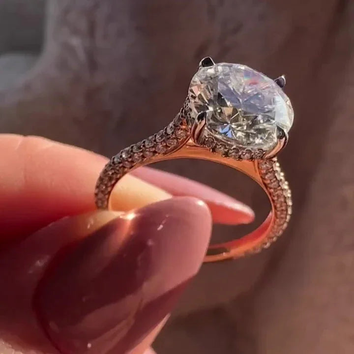 3.20 TCW Round Lab Grown Diamond Engagement Ring | Cathedral Setting | IGI Certified 