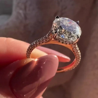 3.20 TCW Round Lab Grown Diamond Engagement Ring | Cathedral Setting | IGI Certified 