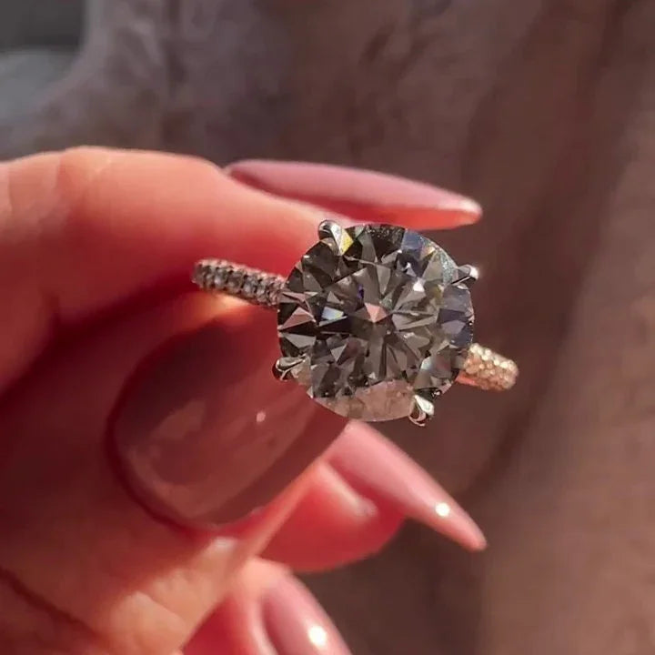 3.20 TCW Round Lab Grown Diamond Engagement Ring | Cathedral Setting | IGI Certified 