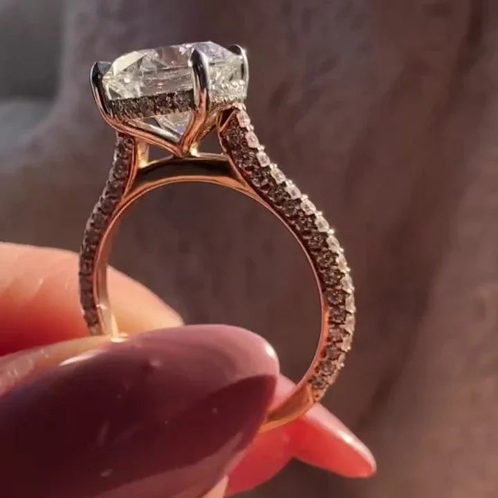3.20 TCW Round Lab Grown Diamond Engagement Ring | Cathedral Setting | IGI Certified 