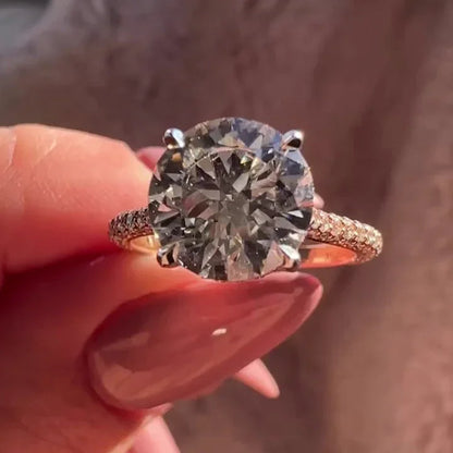 3.00 CT round lab grown diamond engagement ring cathedral setting IGI certified bridal jewelry wedding ring luxury gift for her women elegant