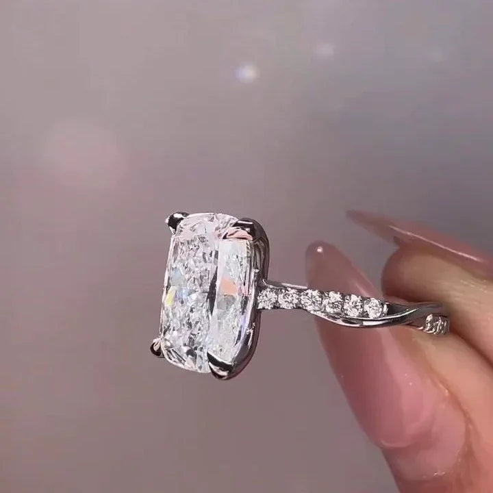 3.30 TCW Cushion Lab Grown Diamond Engagement Ring | Twisted Band Design | IGI Certified 
