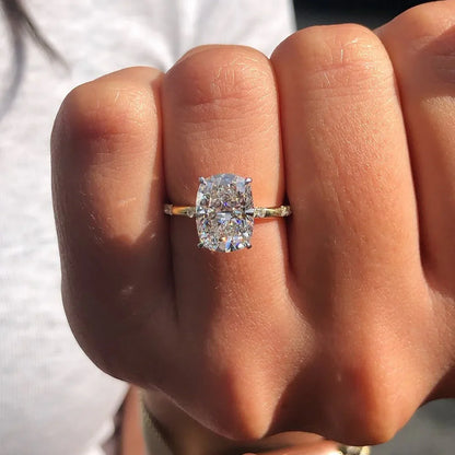 3.00 CT elongated cushion lab grown diamond engagement ring solitaire distance band hidden halo IGI certified bridal jewelry wedding ring luxury