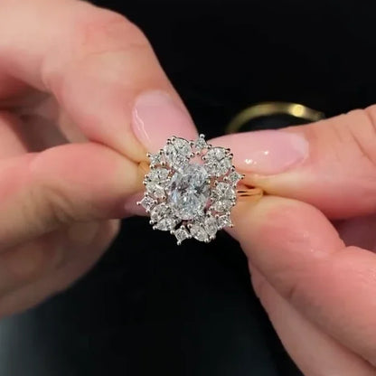 2.50 CT lab grown diamond engagement ring multi shape halo oval marquise princess round IGI certified bridal wedding ring luxury gift for her