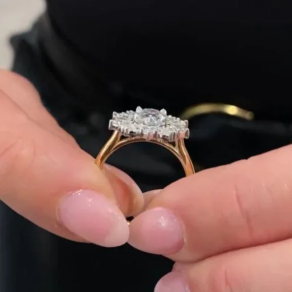 2.50 CT multi shape diamond ring halo design oval marquise princess round lab grown IGI certified engagement wedding ring bridal jewelry luxury