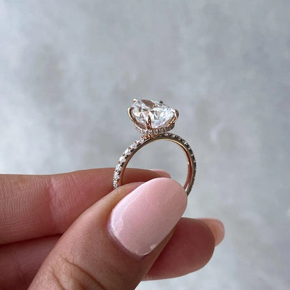 3.30 tcw pear shape lab grown diamond engagement ring hidden halo IGI certified wedding ring bridal jewelry luxury gift for her elegant