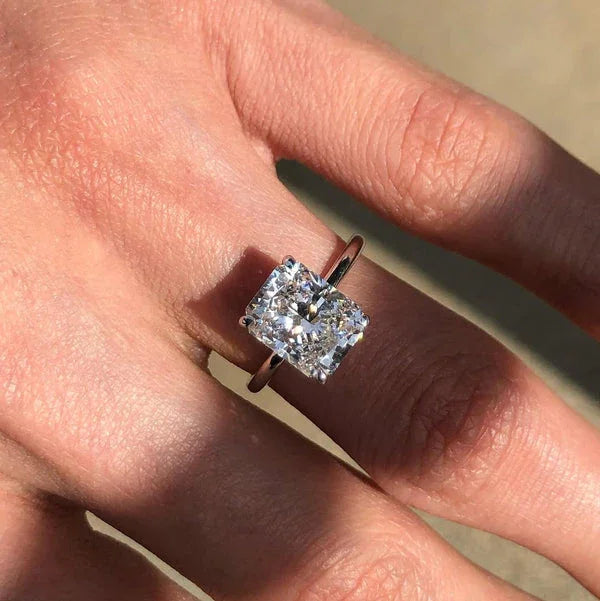 3.30 CT Radiant Lab Grown Diamond Engagement Ring | Hidden Halo Ring | IGI Certified