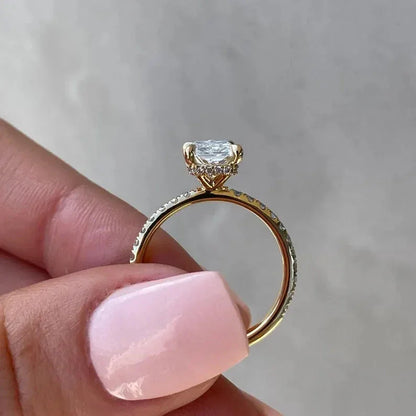 3.00 CT radiant lab grown diamond engagement ring hidden halo pave band IGI certified bridal wedding ring luxury gift for women elegant style