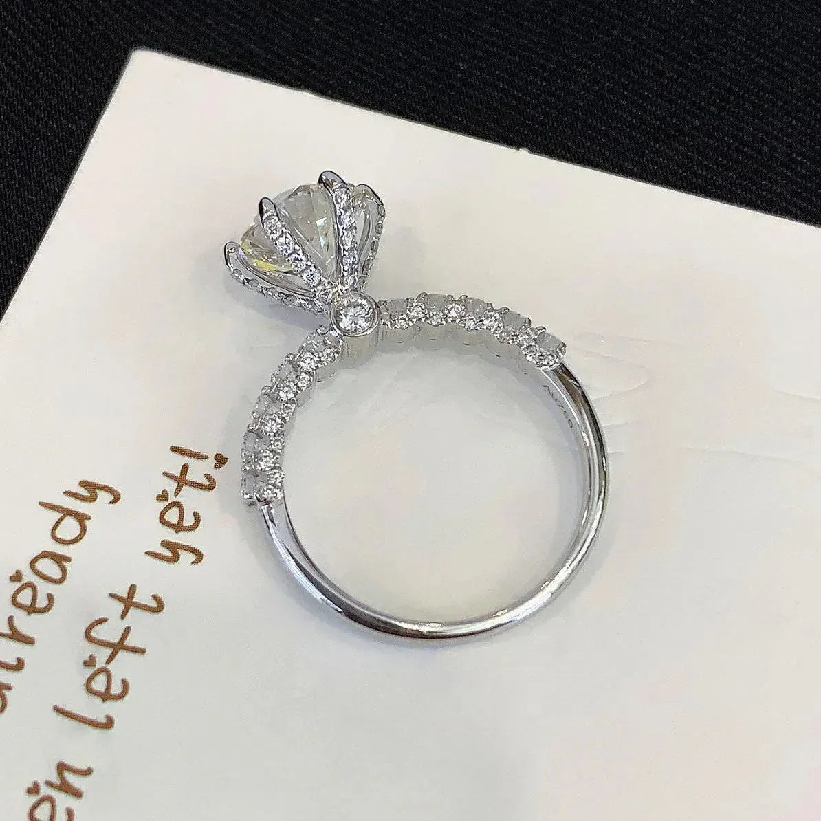 3.30 tcw round lab grown diamond engagement ring accent setting IGI certified bridal wedding ring luxury gift for women elegant style jewelry